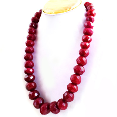1166.00 Cts Earth Mined Red Ruby Round Shape Faceted Beads Necklace NK 30E25