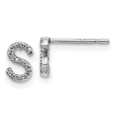 Pre-owned Skyjewelers Real 14kt White Gold Diamond Initial S Earrings
