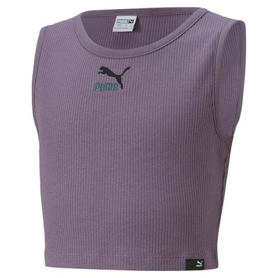 

Puma Classics Укороченная майка с круглым вырезом для девочек Фиолетовый повседневный спортивный топ 670, Puma Classics Cropped Crew Neck Tank Top Youth