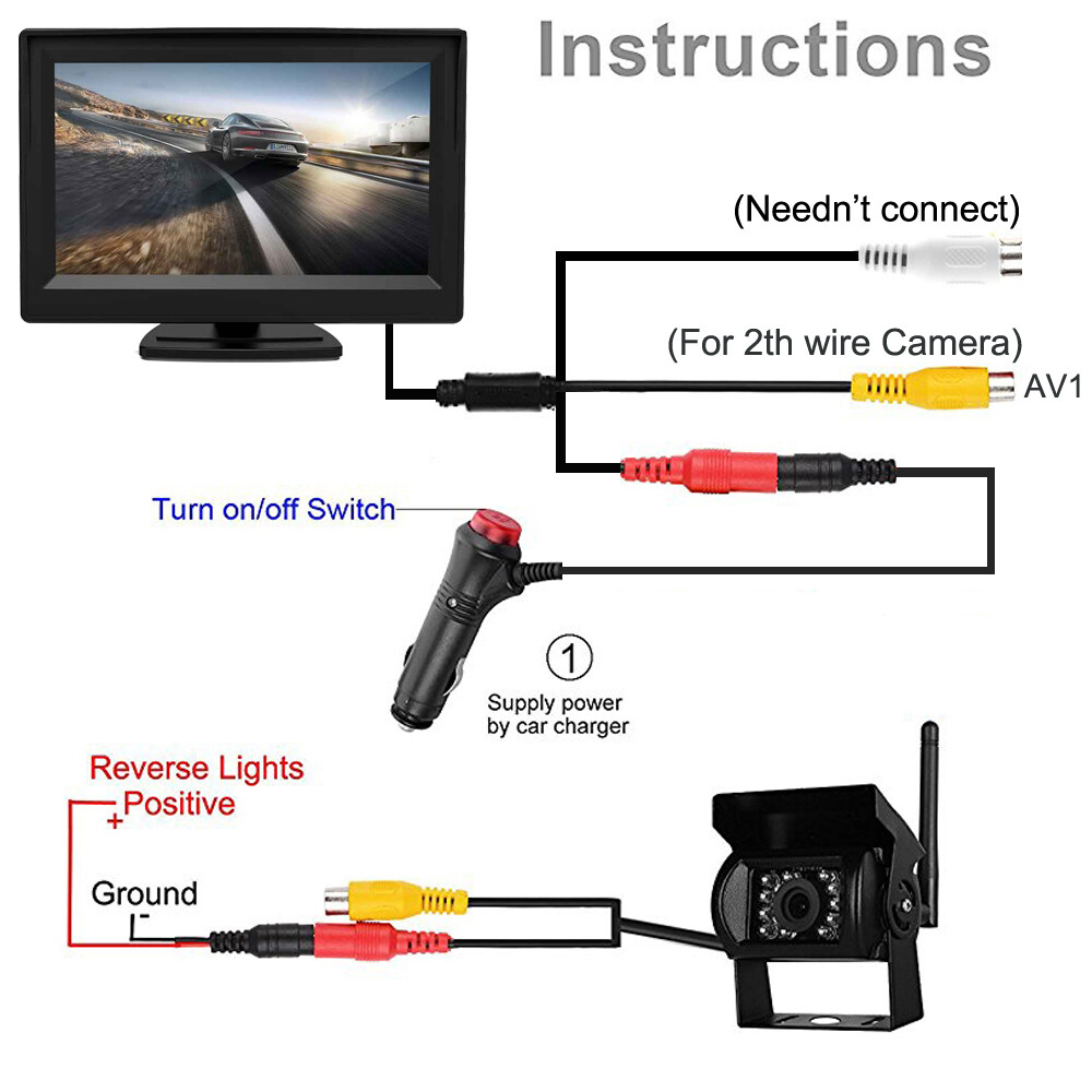 Monitor System Wireless Ir Backup Camera