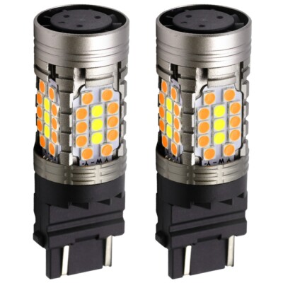 SYNETICUSA 3157 LED Switchback Turn Signal Light CANBus Error Free Bulbs DRL