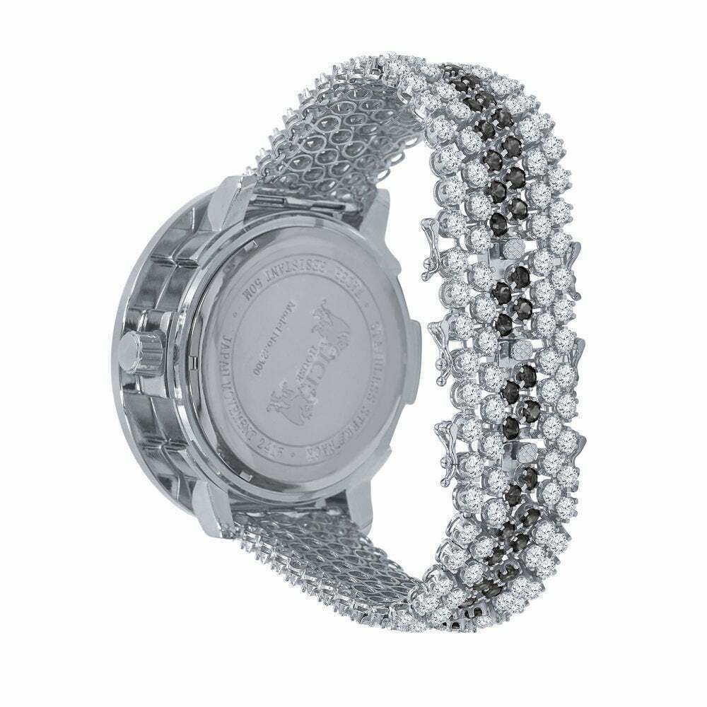 Pre-owned Ice House Big Xl 60mm Custom Watch White Gold Finish Real Diamond Dial Onyx Black Bezel
