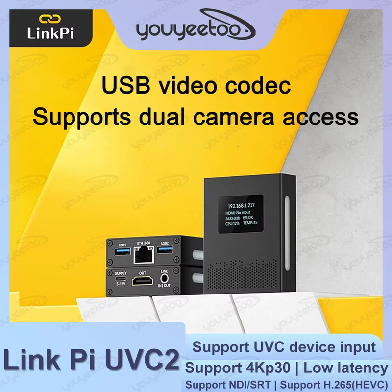 Link Pi UVC2 2-way USB Encoder/Decoder 4K30fps NDI/ SRT H.265 Encoding UVC To HD