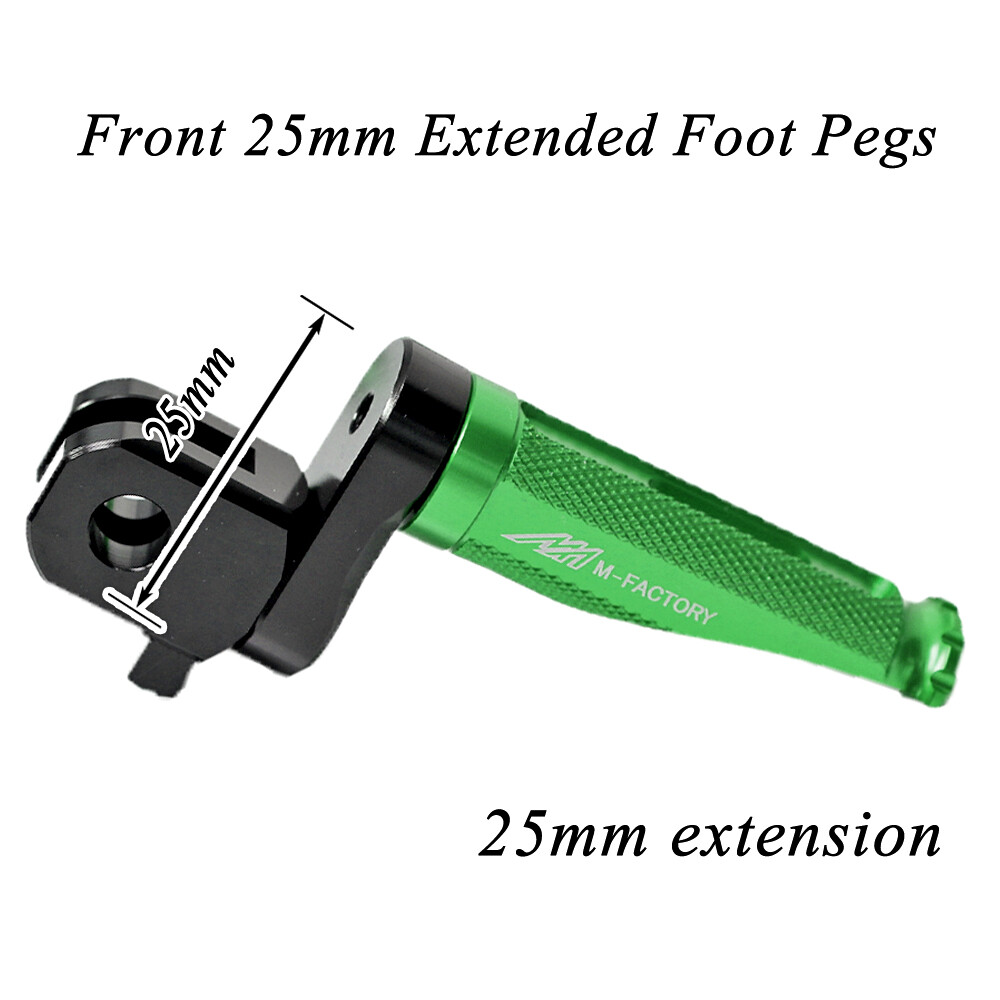 ちびすけページ GREEN Shinobi 25mm Extend Front Foot Pegs For Kawasaki ZX