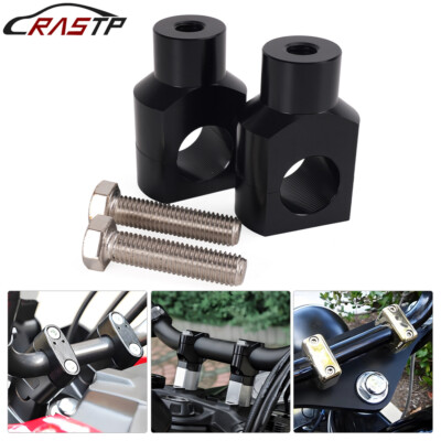 Black Shorty 1'' Handlebar Risers Clamp For Harley Fatboy Dyna Sportster Touring