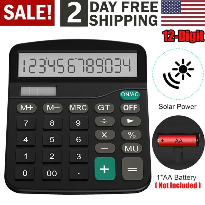 Desk Calculator 12-Digit Desktop Calculator with Standard Function Solar Large