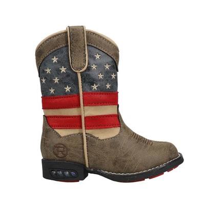 

Roper Patriot Light Up Heels Round Toe Cowboy Toddler Boys Коричневые повседневные ботинки 0, Коричневый, Roper Patriot Light Up Heels Round Toe Cowboy Toddler