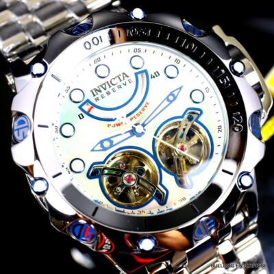 Pre-owned Invicta Reserve Venom Fusion Double Open Heart Automatic Steel Mop Watch