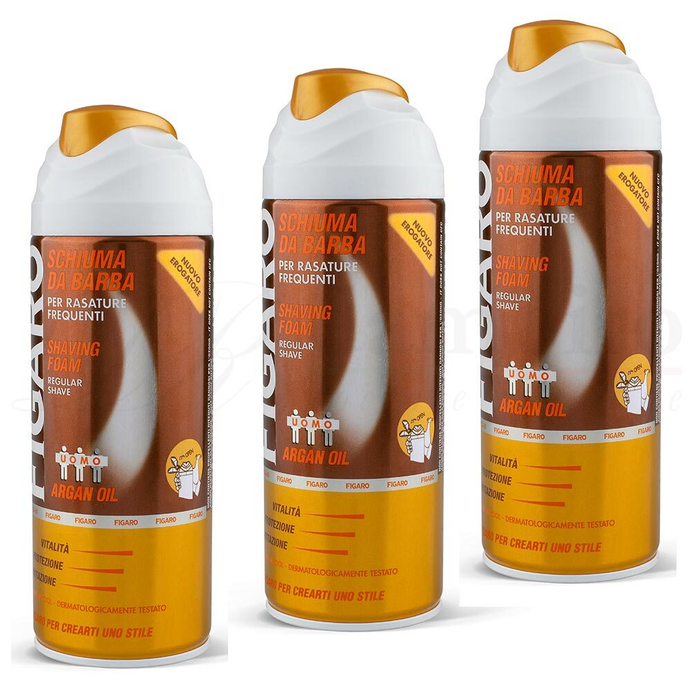 Figaro Rasierschaum Spender mit Arganöl für wirksamen Hautschutz 3x 400 ml