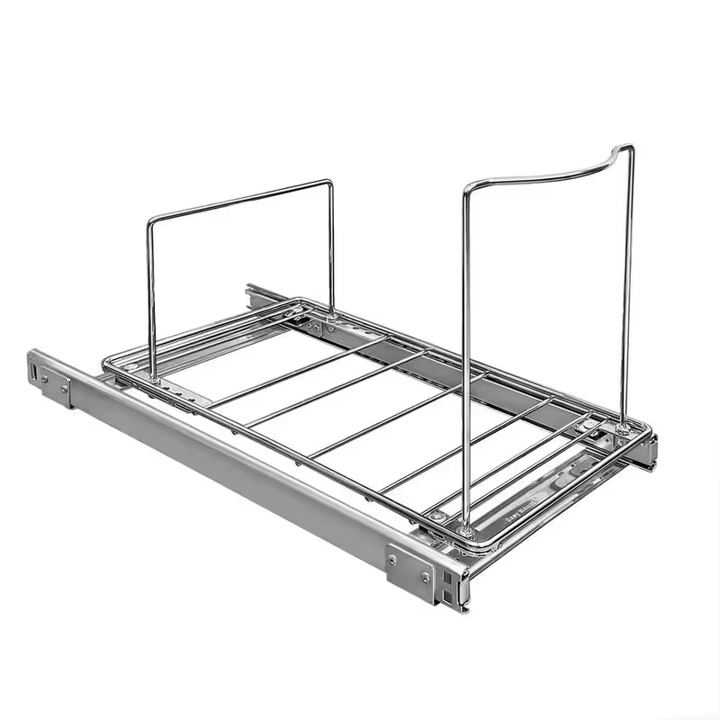 Pull Out Trash Can Under Cabinet Slide Out Organizer Adjustable Shelf Chrome