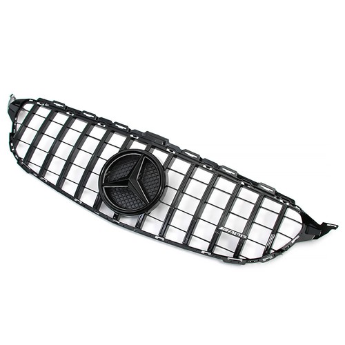 Glossy Black Grille w/Led Emblem For Mercedes W205 2015-2018 C200 C300 C400 C43