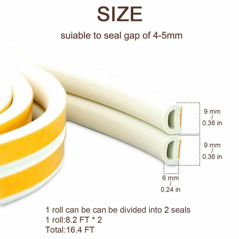 2 Pack Insulation Weatherproof Doors and Windows Soundproofing with Adhesion