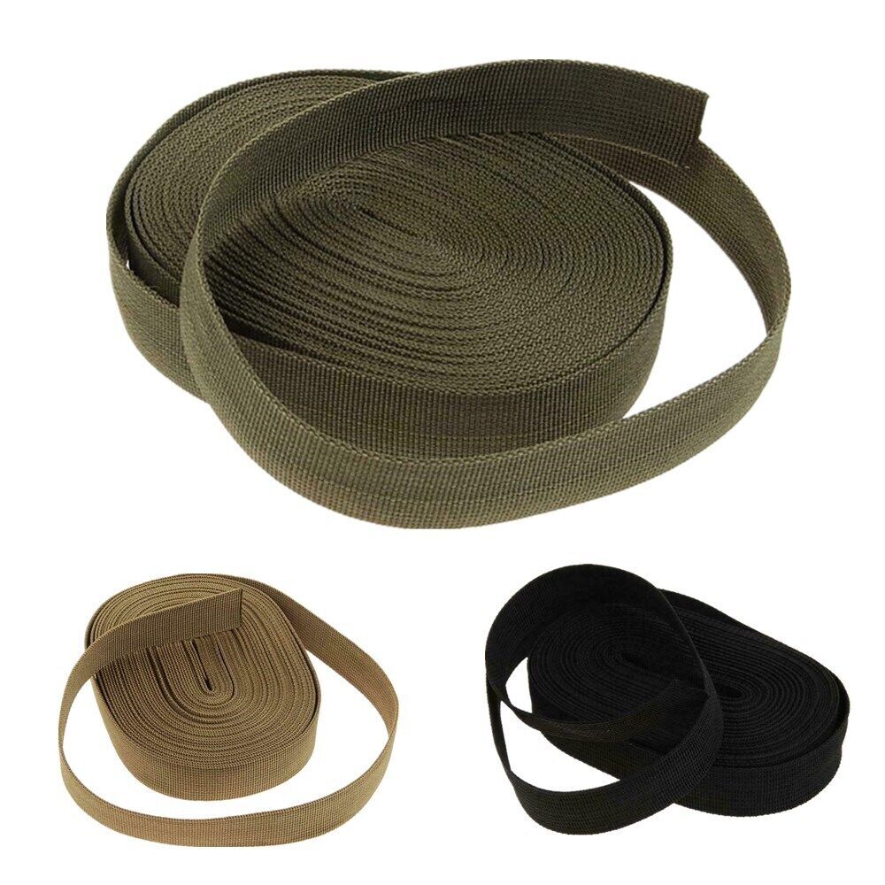 NEW 1 Inch Wide 10 Yards Black Nylon Heavy Webbing Strap