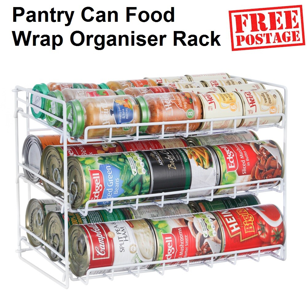 Pantry Organiser Can Rack Food Wrap Tin Cans Holder Storage