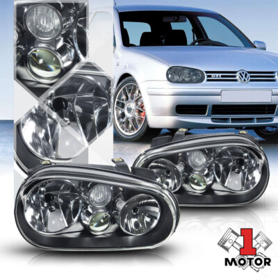 Black Housing Clear Lens Headlight Projector Fog Lamp for 99-06 VW Golf MK4 IV