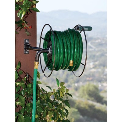 Yard Butler Compact Hose Reel 14"x14" Grip Handle Kink Resistant Metal Black