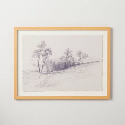 18''x24'' Hillside Sketch Framed Wall Art Black/White - Hearth & Hand with