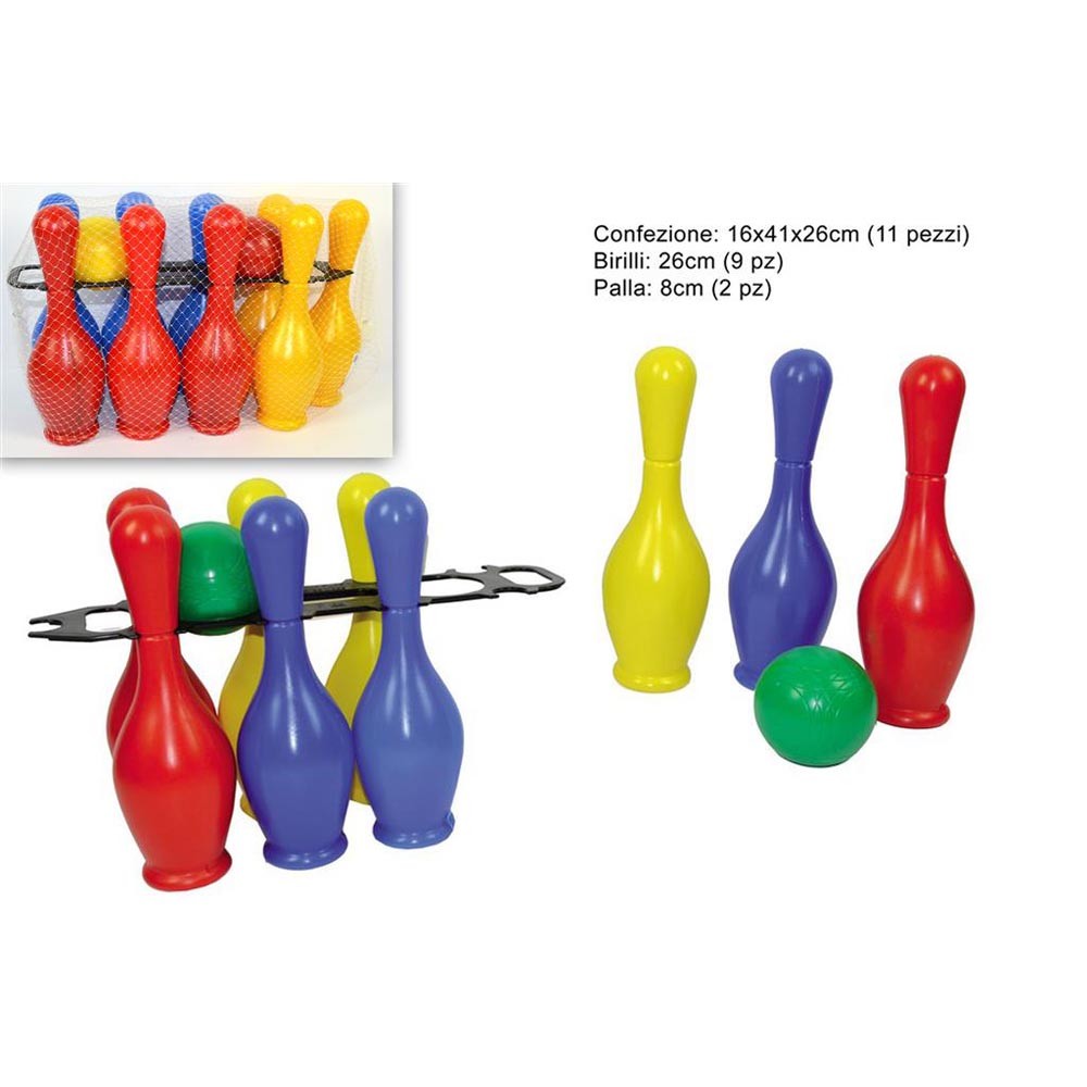 Gioco Mare Birilli Set 11 Pezzi 9 Birilli + 2 Palle Bambini Divertimento Est dfh