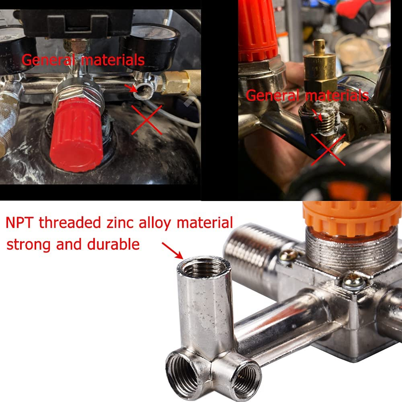 NPT Compressor Manifold Heavy Duty Double Outlet Manifold Air Compressor Fitting