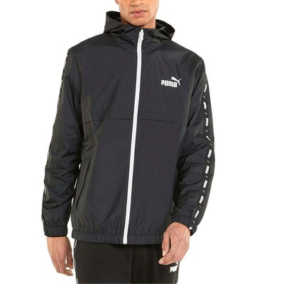 

Puma Ess+ Tape Full Zip Windbreaker Mens Size  Повседневная спортивная верхняя одежда 847, Черный, Puma Ess+ Tape Full Zip Windbreaker