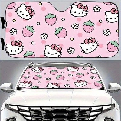 Approved 1pc Hello Kitty Car Sun Visor, Easy to Set Up, Collapsible, Protects Ag