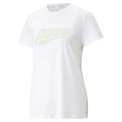 Футболка с круглым вырезом и коротким рукавом с логотипом Puma Run, женские белые повседневные топы 52326652