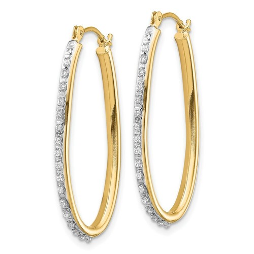 Pre-owned Goldia 14k Diamond Fascination Oval Twist Hoop Earrings In Yellow