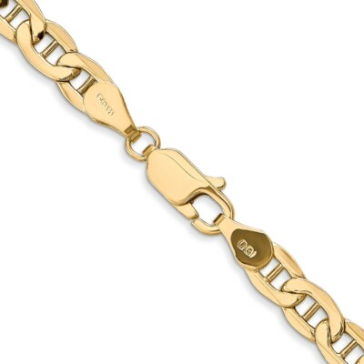 Pre-owned Skyjewelers Real 14kt Yellow Gold 18 Inch 4.75mm Semi-solid Anchor With Lobster Clasp Chain
