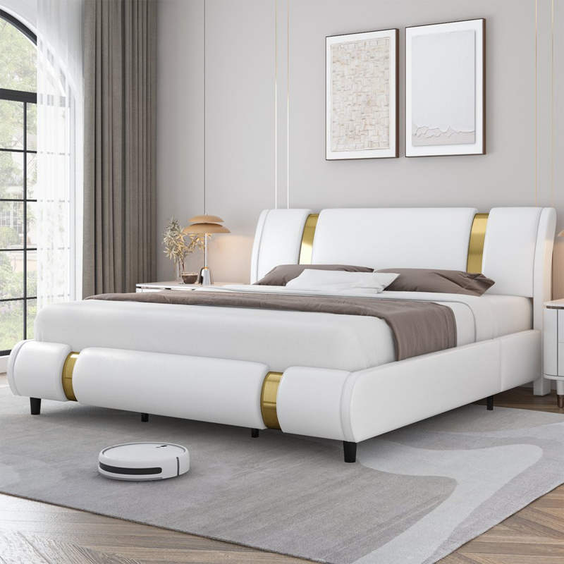 Queen Modern Leather With Adjustable Headboard