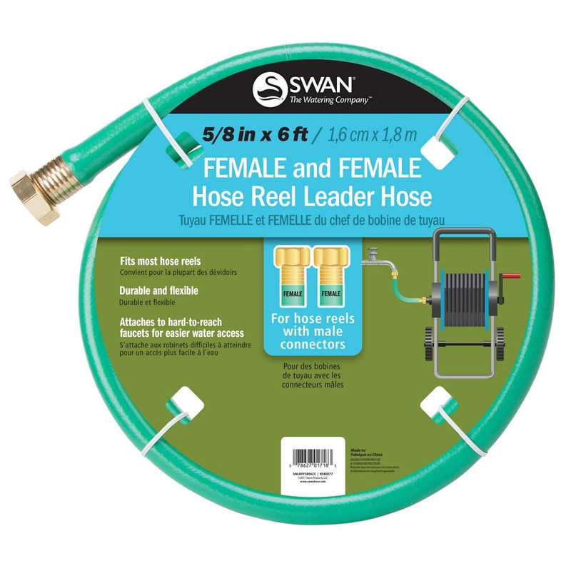Swan 5/8 In. X 6 Ft. Light Duty Female and Female Hose Reel Leader Hose New