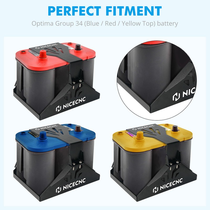 Aluminum Battery Hold Down Tray Box Mount For Optima Battery Red Top 34 34/78