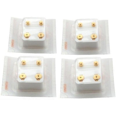 24K Gold Earrings Plated Ball Stud Piercing Jewelry, Pack of 4 Pairs