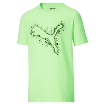 

Футболка Puma Splatter Pack с круглым вырезом и короткими рукавами, молодежная футболка для мальчиков, размер  Cas, Зеленый, Puma Splatter Pack Graphic Crew Neck Short Sleeve T-Shirt Youth