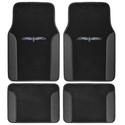 4PCS Set BDK Car Carpet Floor Mats Black Charcoal Extra Thick Carpet & Backing