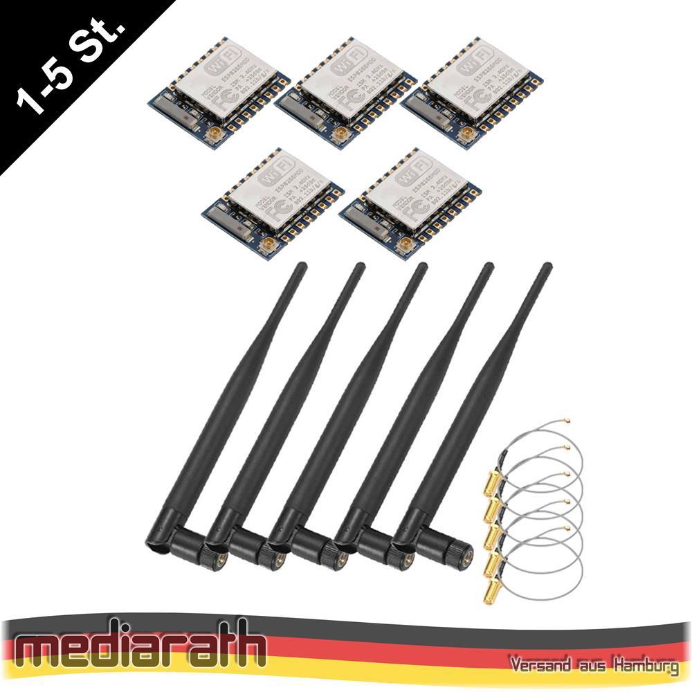 ESP-07 ESP8266 WiFi Serial Modul Arduino IDE, IoT, opt. ext. Antenne Tasmota 15