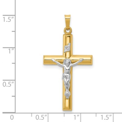 Pre-owned Superdealsforeverything Real 14kt Two-tone Inri Hollow Crucifix Pendant