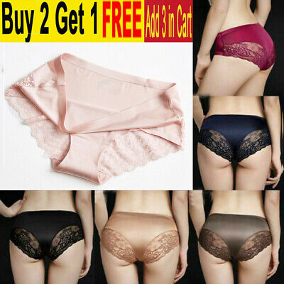 Ladies Shiny Satin Knickers Sexy Briefs Women Underwear Lace