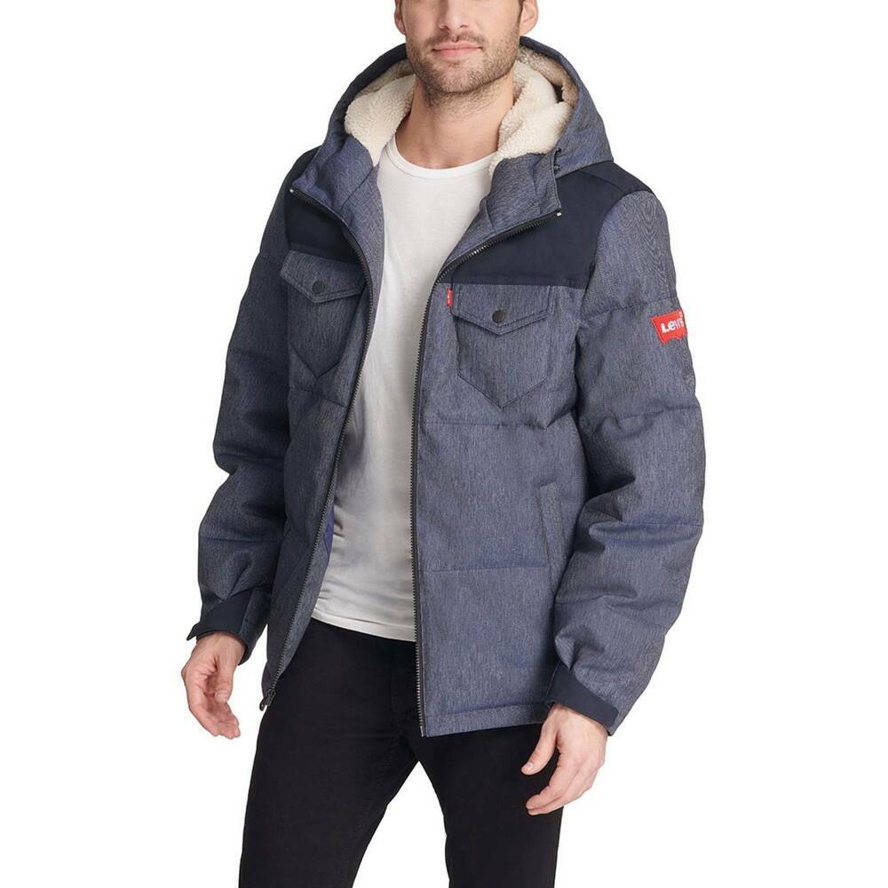 Мужская куртка Levis Arctic Cloth Retro Bubble Puffer Jacket, сине-черная LM9RP721