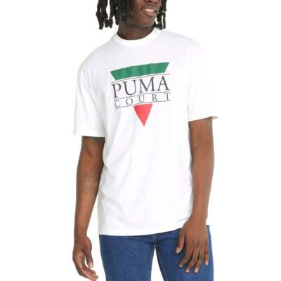 

Puma Tenis Club Graphic Crew Neck Футболка с коротким рукавом Мужские белые повседневные топы 536, Белый, Puma Tenis Club Graphic Crew Neck Short Sleeve TShirt