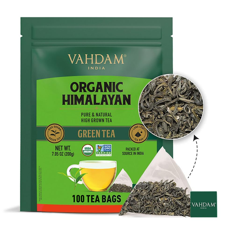 Leaves From Himalayas (100 Green Tea Bags) Non-gmo, Gl