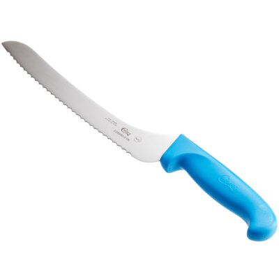  Choice 9'' Offset Serrated Edge Bread Knife with Blue Handle