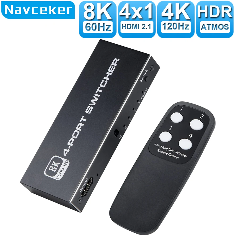 2026 Switcher HDMI 2.1-compatible 4K 120Hz 4 in 1 out 2 in 1 out 8K 60Hz Switch