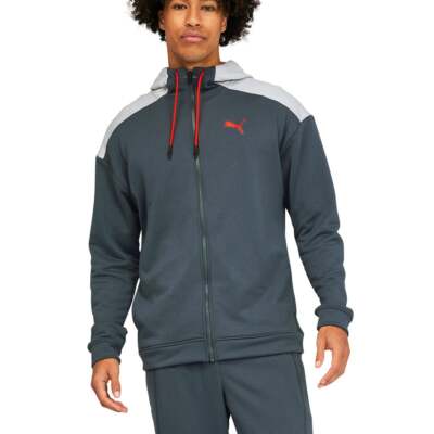 

Мужская серая повседневная верхняя одежда с капюшоном Puma Train Logo Full Zip 670415-42, Grey