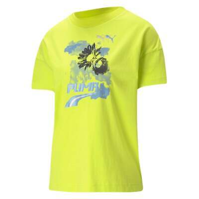 

Женские желтые повседневные топы Puma Evide Graphic с круглым вырезом и короткими рукавами 59974, Желтый