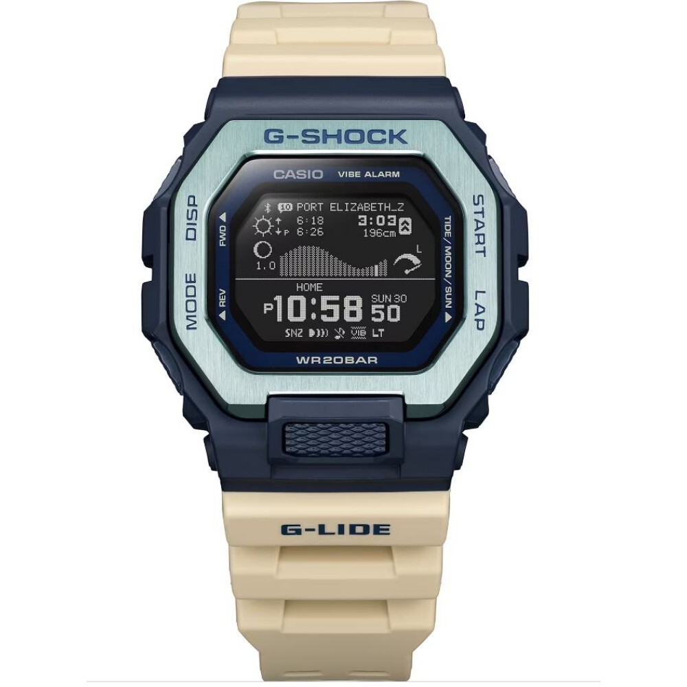 Pre-owned Casio G-shock Digital White Resin Strap Men Watch Gbx-100tt-2dr