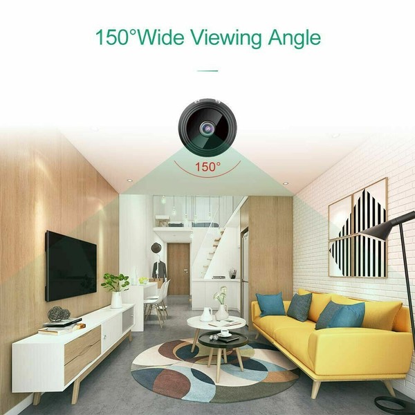 Security camera with 150° view in modern living room.
