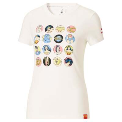 

Футболка Puma Wonder Woman с круглым вырезом и коротким рукавом, женская, повседневная, размер, Белый