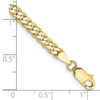 Pre-owned Superdealsforeverything Real 10kt Yellow Gold 3.9mm Flat Beveled Curb Chain Chain Bracelet; 8 Inch