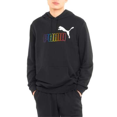 

Puma Ess+ Rainbow Graphic Pullover Hoodie Mens Black Casual Outerwear 84867801, Черный