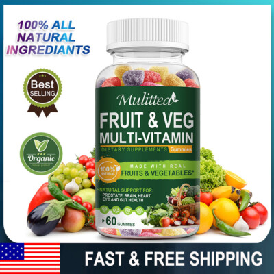 60 Fruits & Veggies Multi-Vitamin Gummies Dietary Supplement Immune Support US